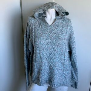 Rachel Zoe knit hooded blue pullover sweater